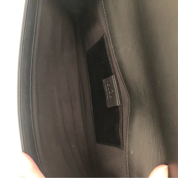 Gucci Rare Black Leather and Gold Bamboo Flap Clutch Bag - Picture 8 of 16